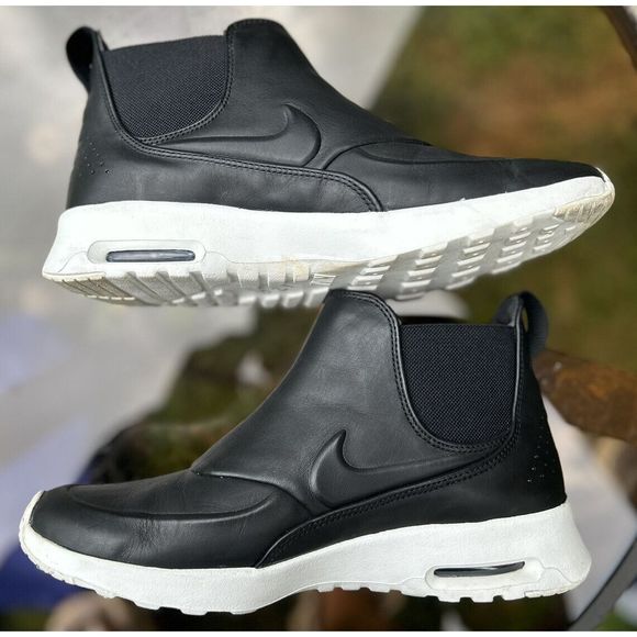 Nike Air Max Thea Mid Womens 10 Chelsea Boot Shoe Black Leather Sneaker 859550 - Picture 3 of 4
